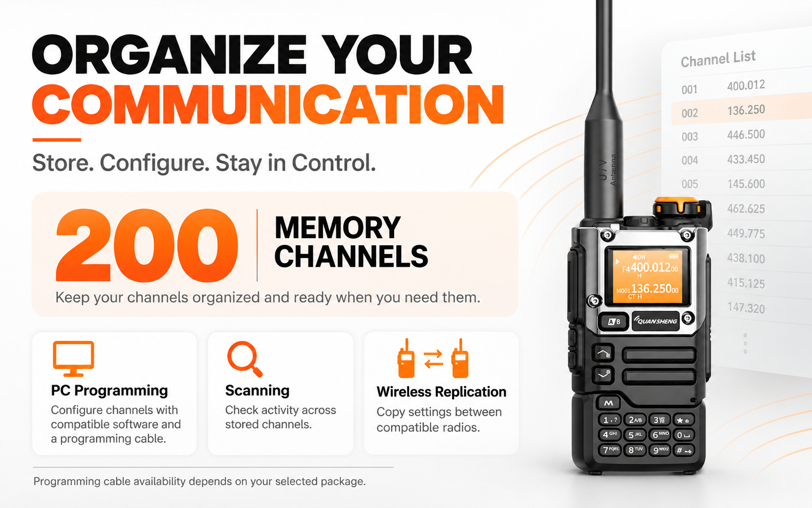 UV-K5(8) channel management: 200 memories, PC programming, scanning and wireless replication