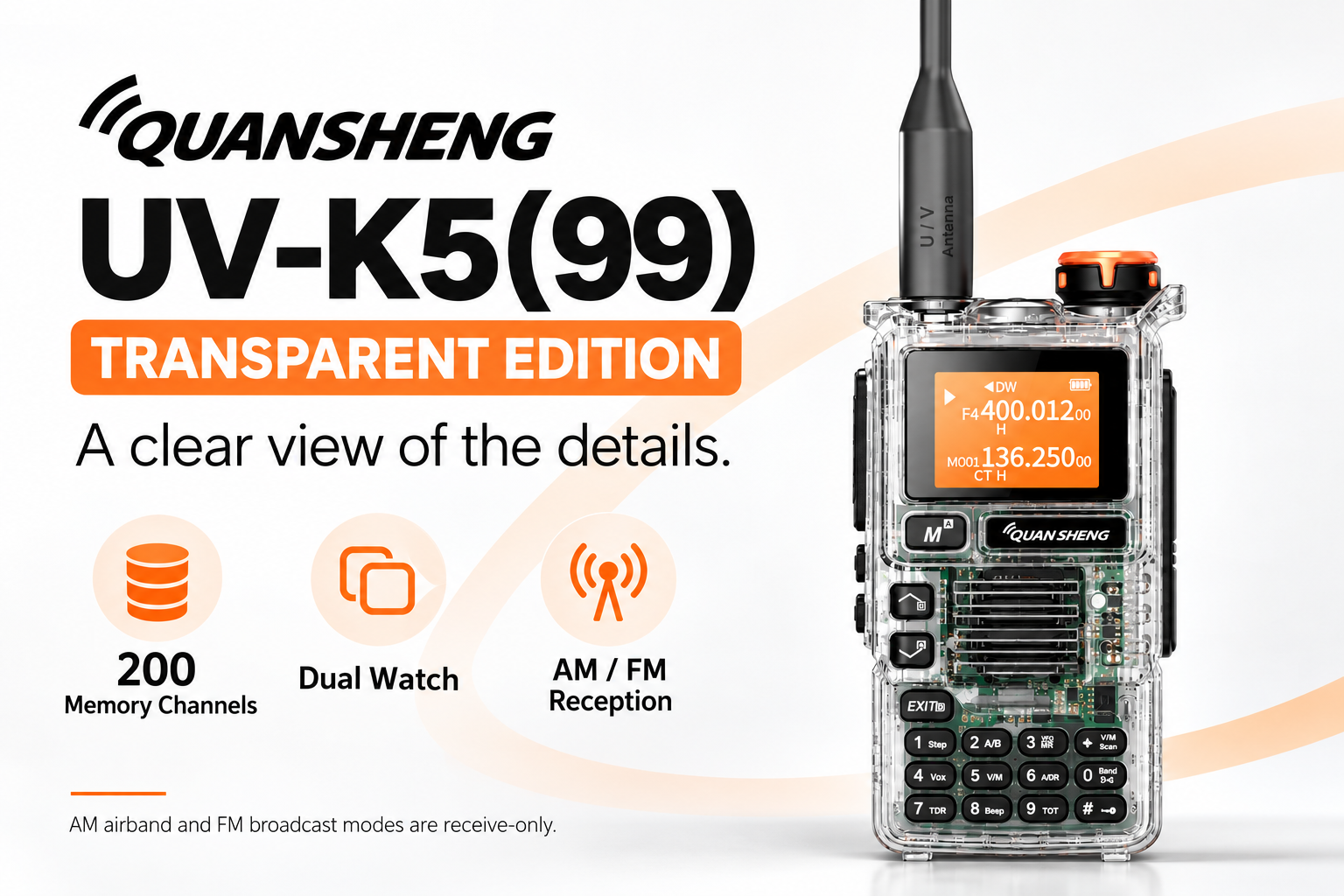 QUANSHENG UV-K5(99) transparent edition feature overview