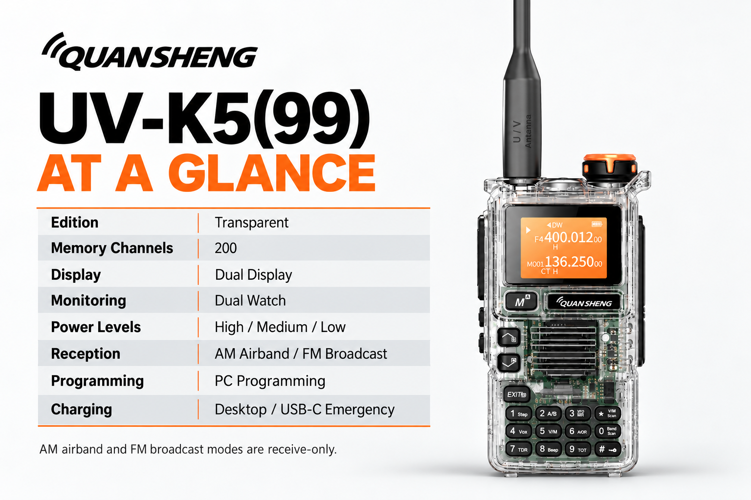 UV-K5(99) transparent edition specifications
