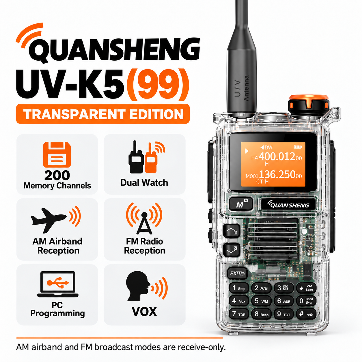 UV-K5(99) transparent edition feature overview