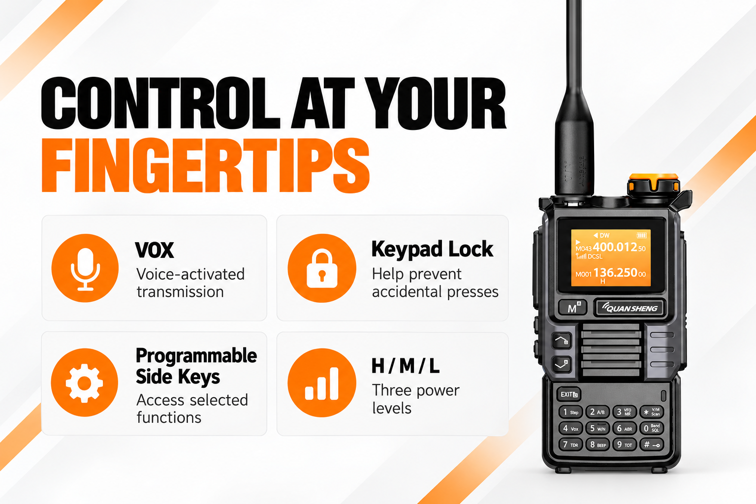 UV-K5(99) Gray Edition VOX keypad lock side keys and power controls