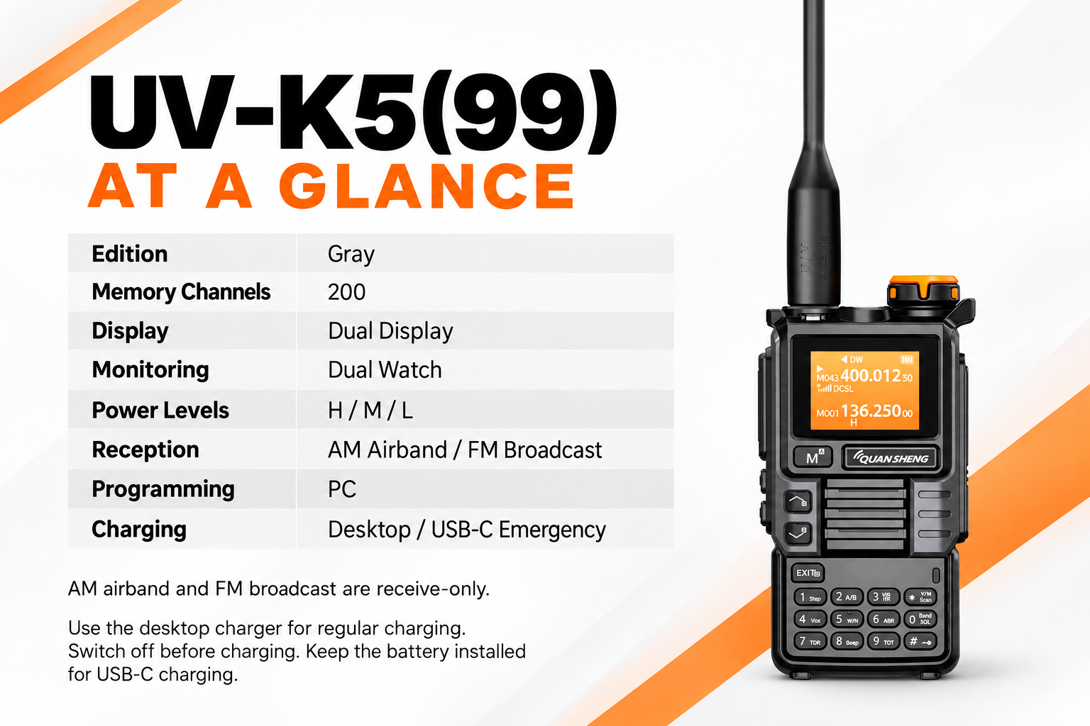 UV-K5(99) Gray Edition specifications