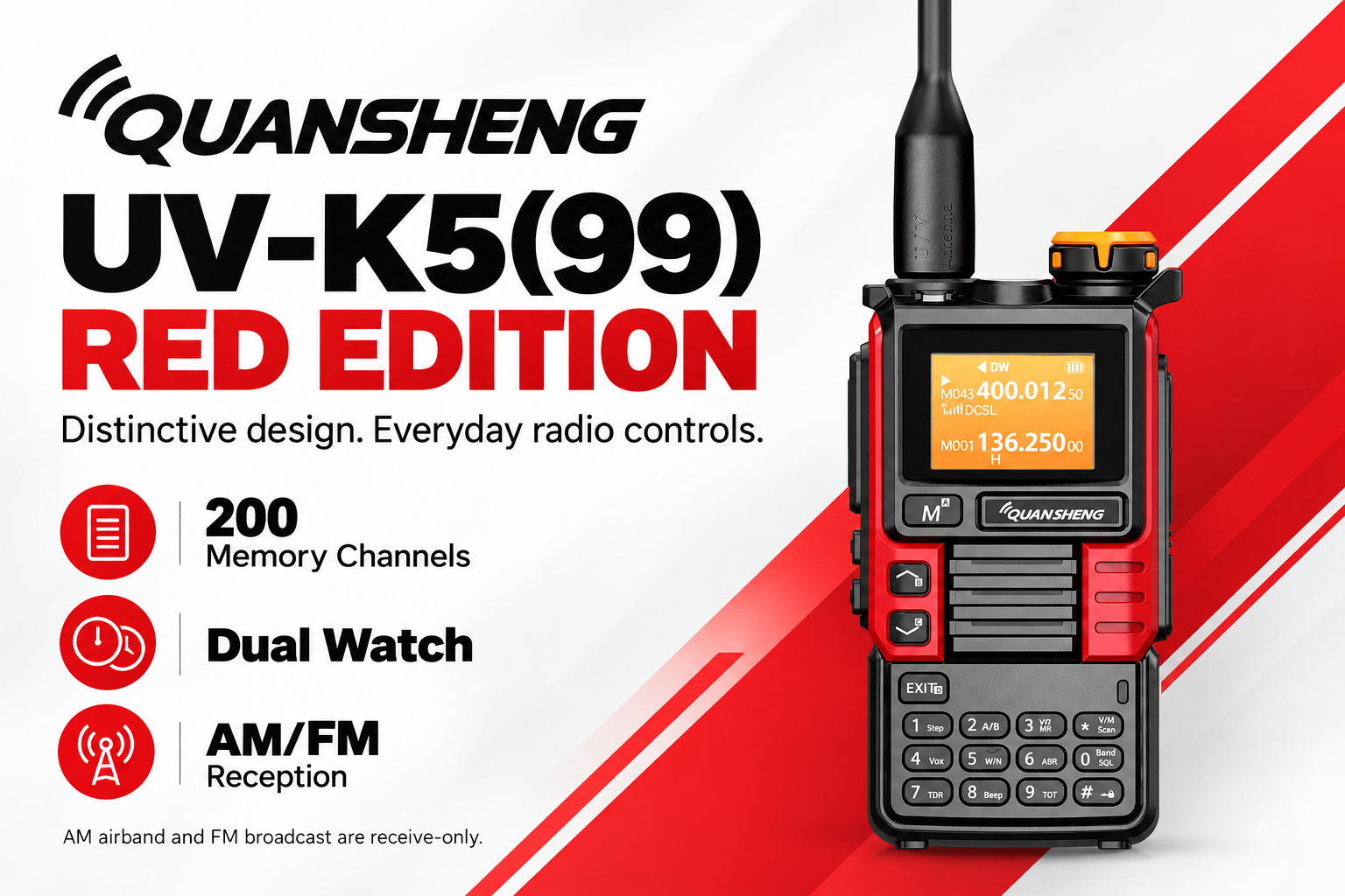 QUANSHENG UV-K5(99) Red Edition feature overview