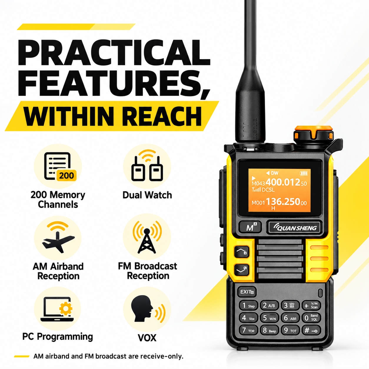 UV-K5(99) Yellow Edition practical feature overview