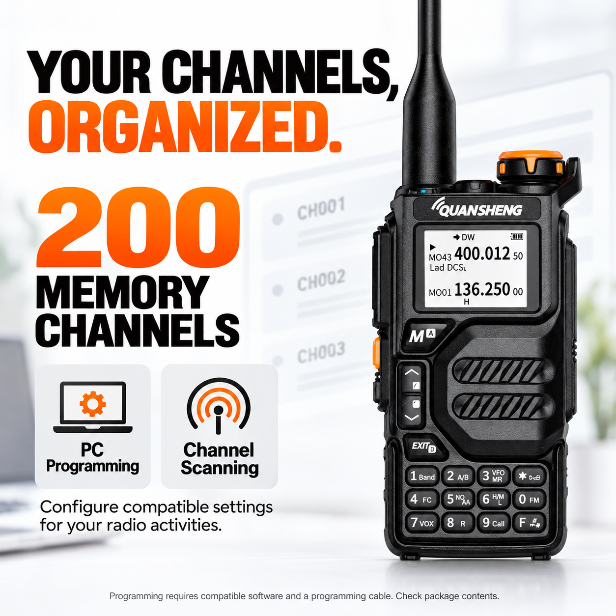 QUANSHENG UV-K5 200 programmable memory channels