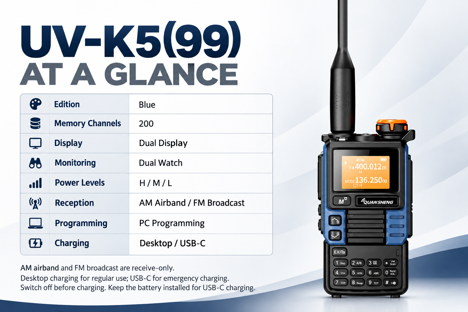 UV-K5(99) Blue Edition specifications