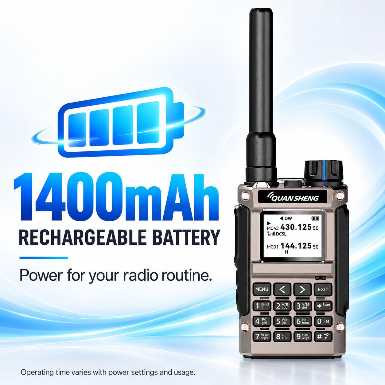 QUANSHENG UV-K1(8) with 1400mAh rechargeable battery