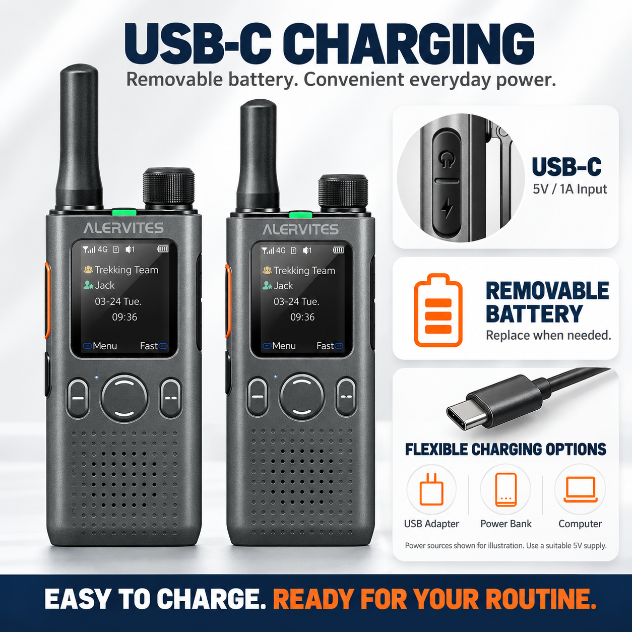 ALERVITES POC-AT1 removable battery and USB-C charging