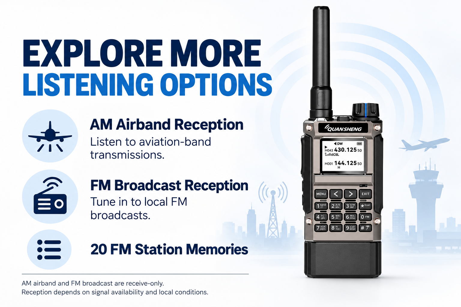 QUANSHENG UV-K1(8) receive-only AM airband and FM functions