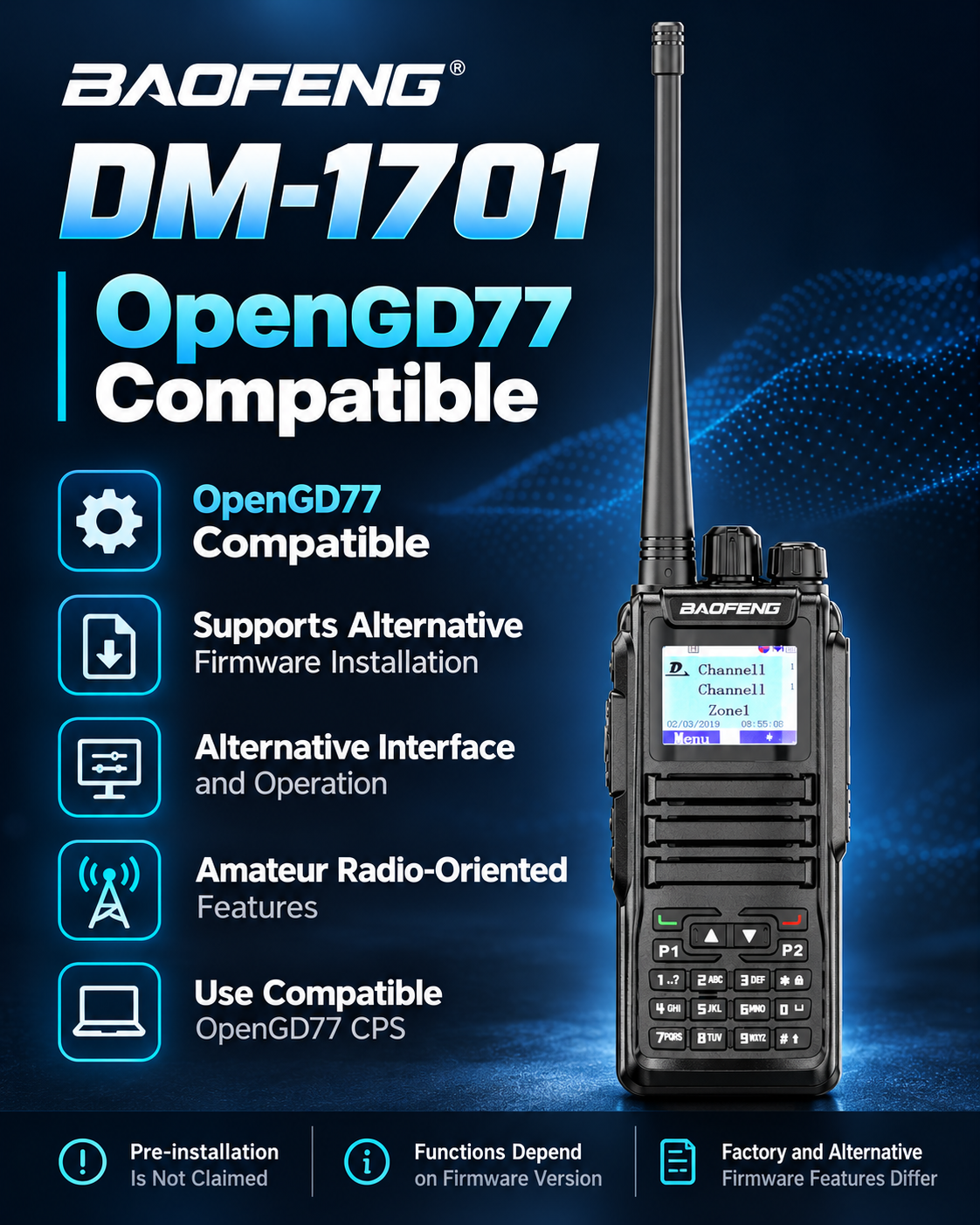 BAOFENG DM-1701 OpenGD77 compatibility and firmware information
