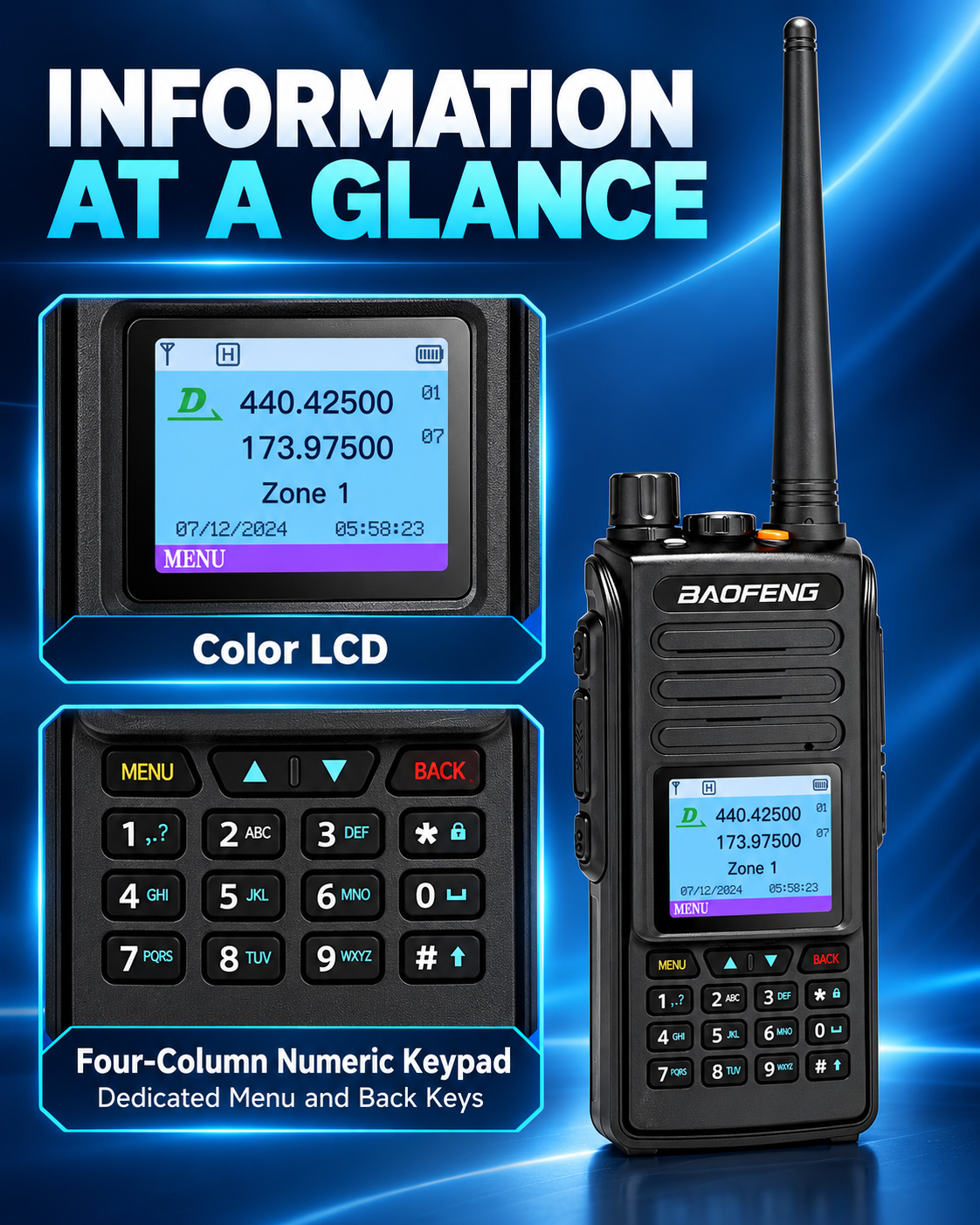 BAOFENG DM-1702 color screen and four-column numeric keypad