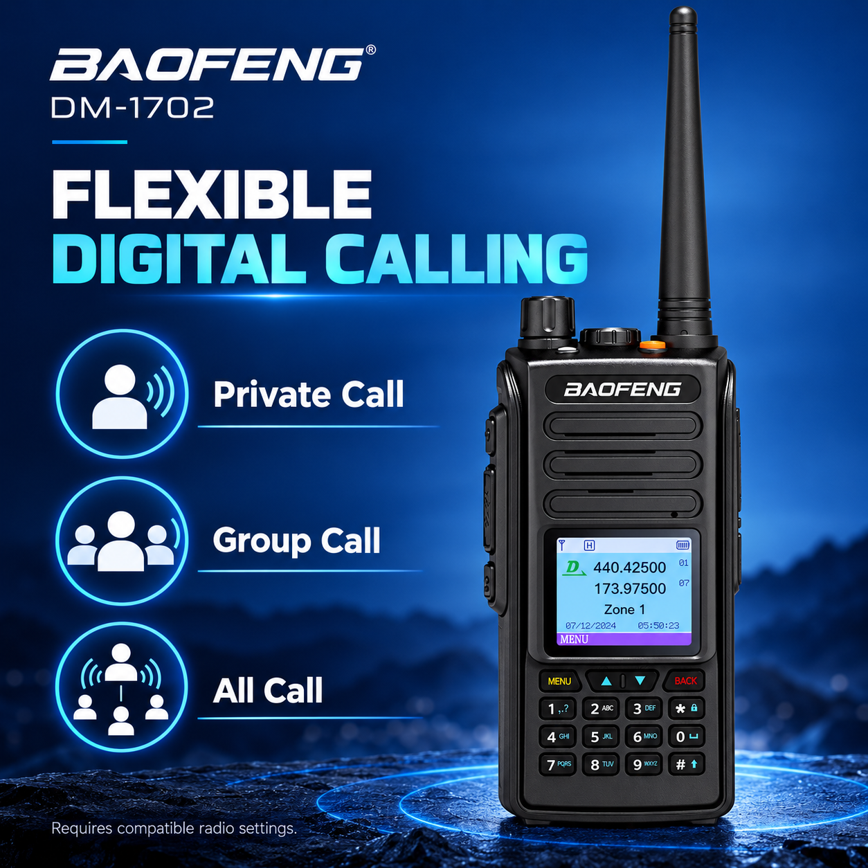 BAOFENG DM-1702 digital private group and all call features