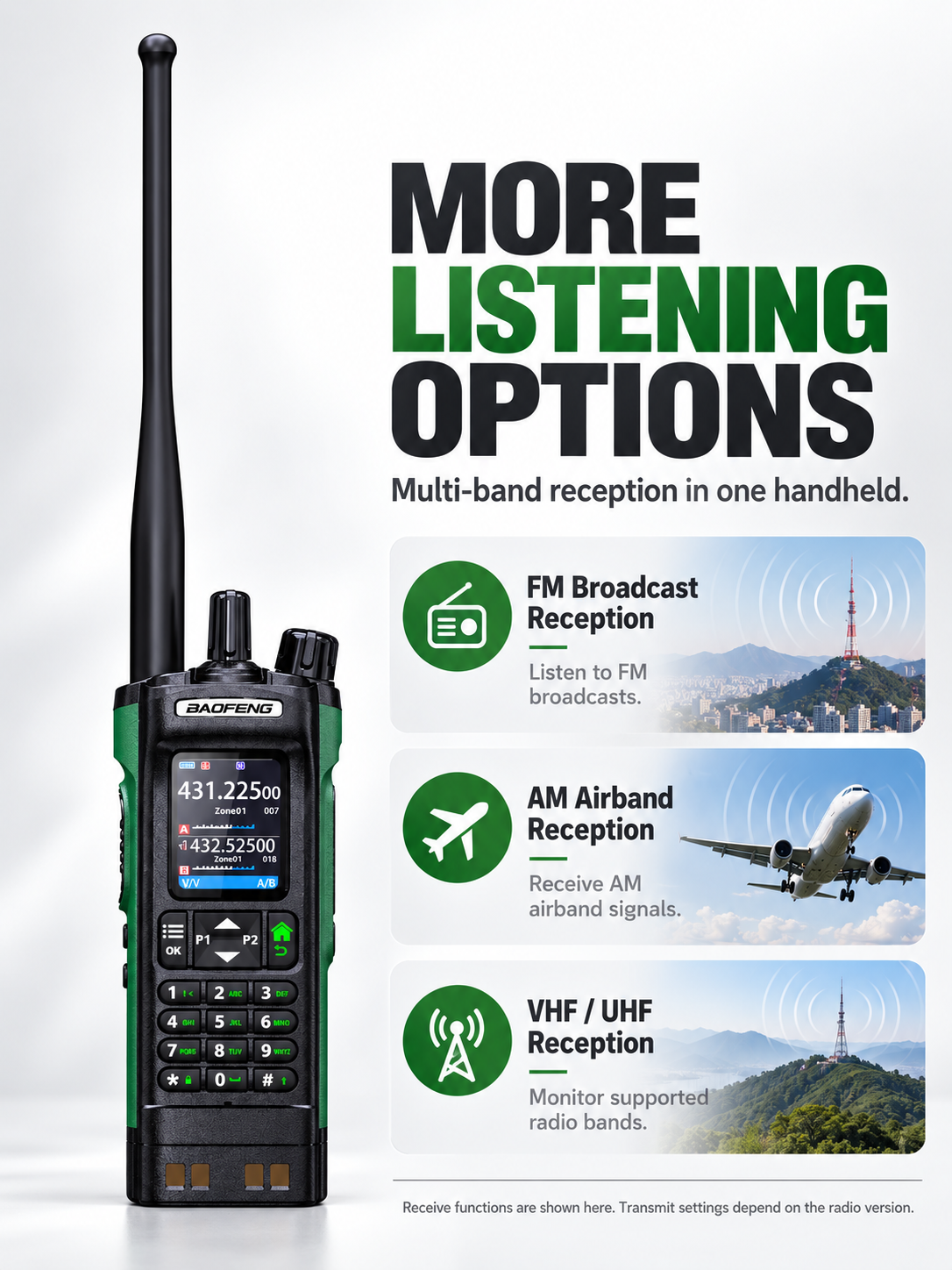 BAOFENG UV-32 multi-band reception features