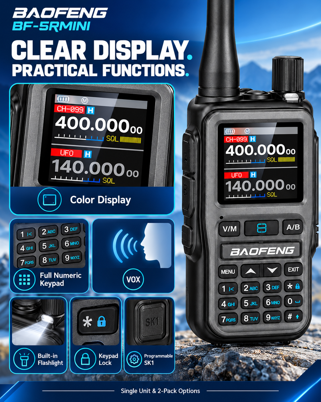 BAOFENG BF-5RMINI color display and practical controls