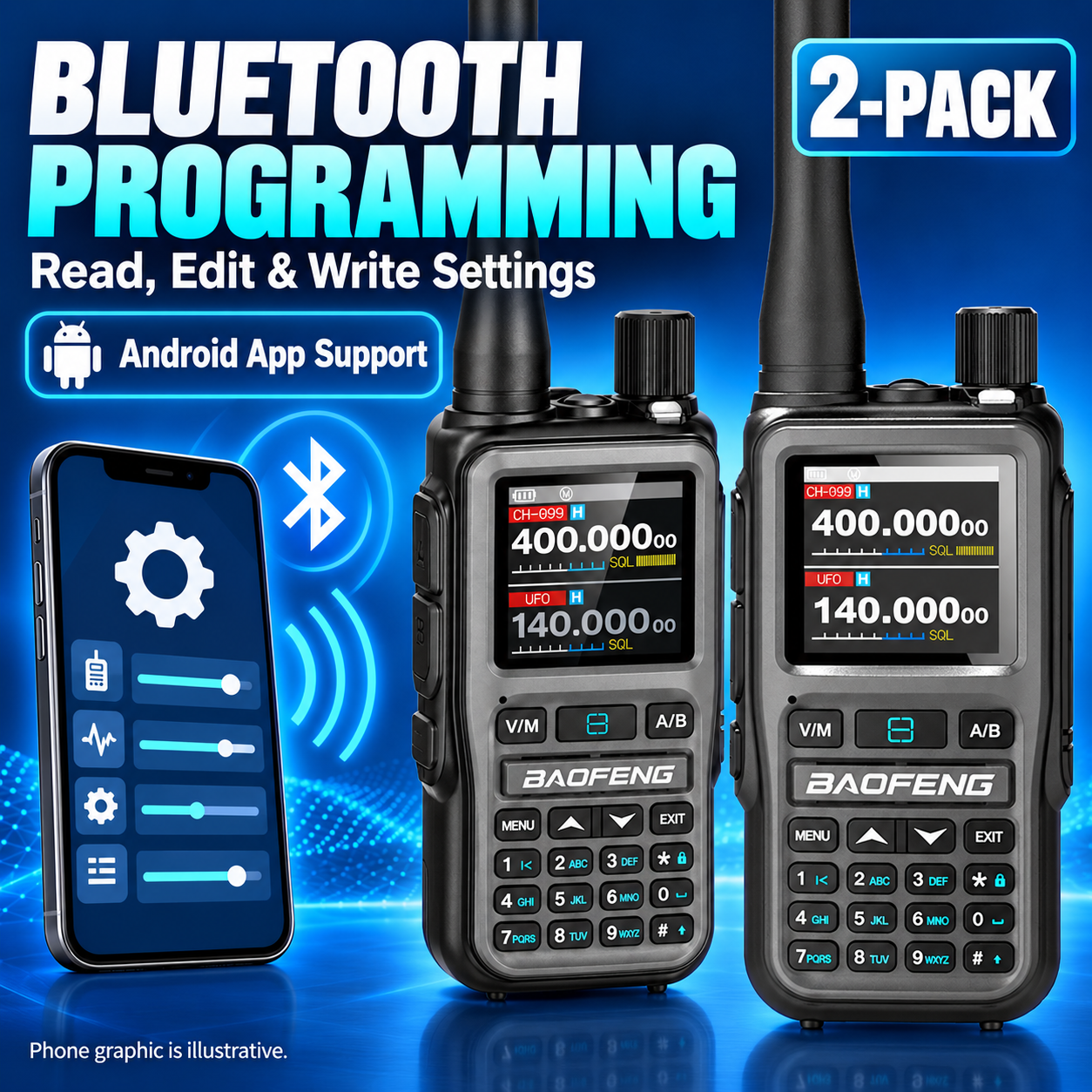 BAOFENG BF-5RMINI gray two-radio set Android Bluetooth programming