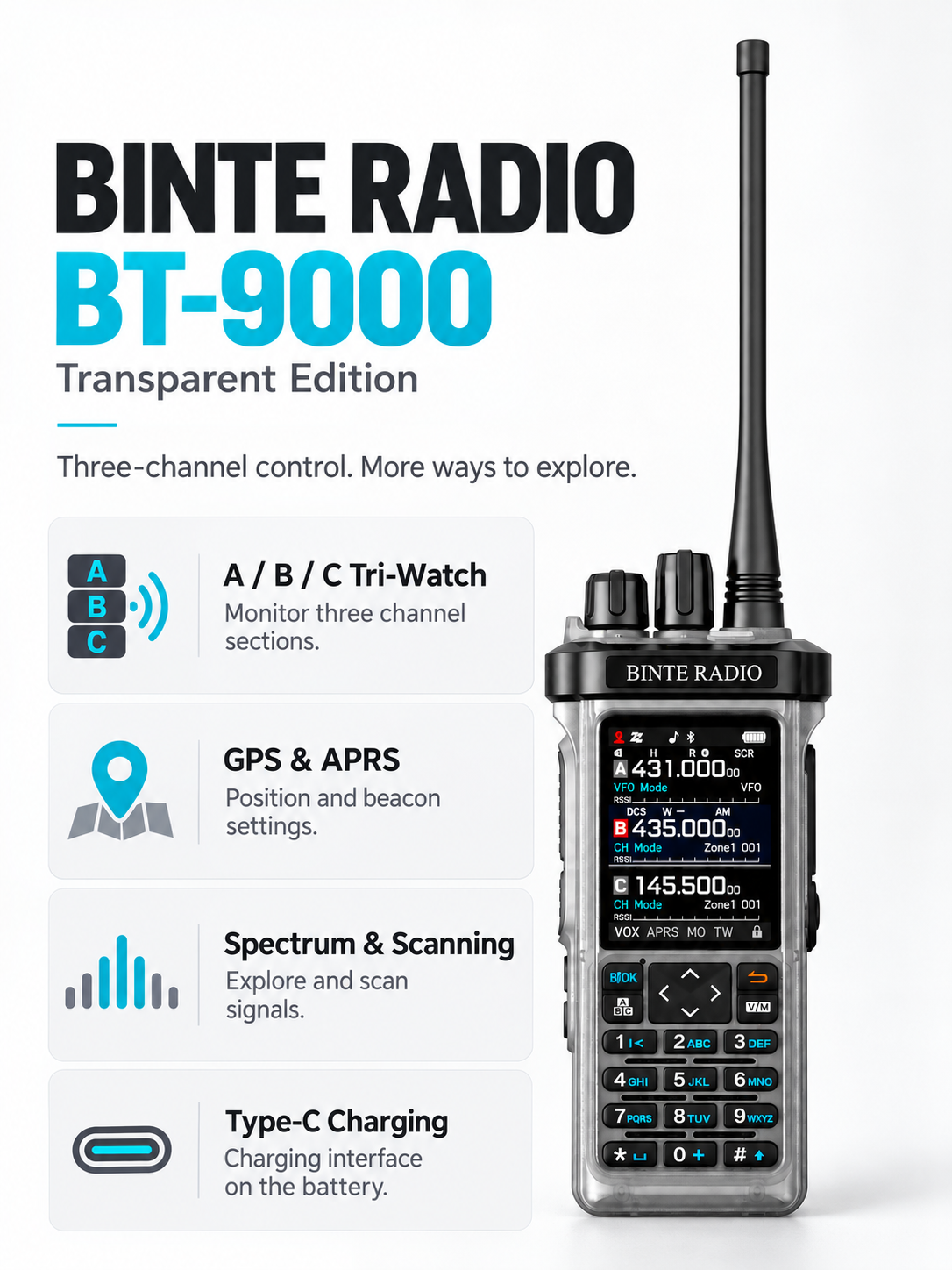 BINTE RADIO BT-9000 Transparent Edition product overview and key features