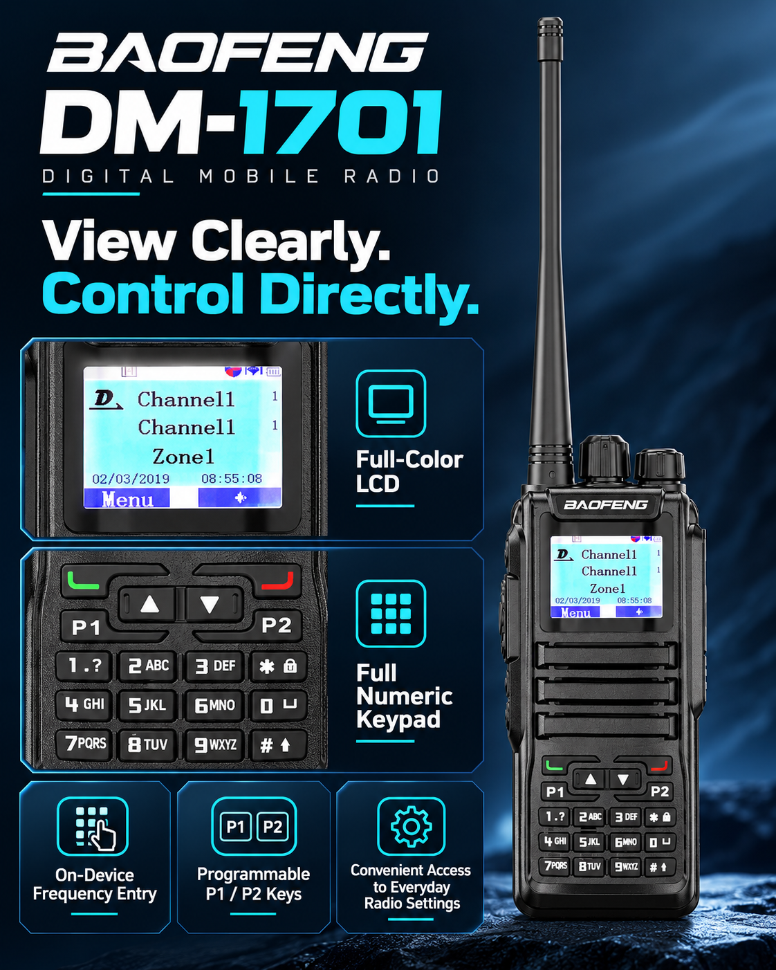 BAOFENG DM-1701 color LCD and full numeric keypad
