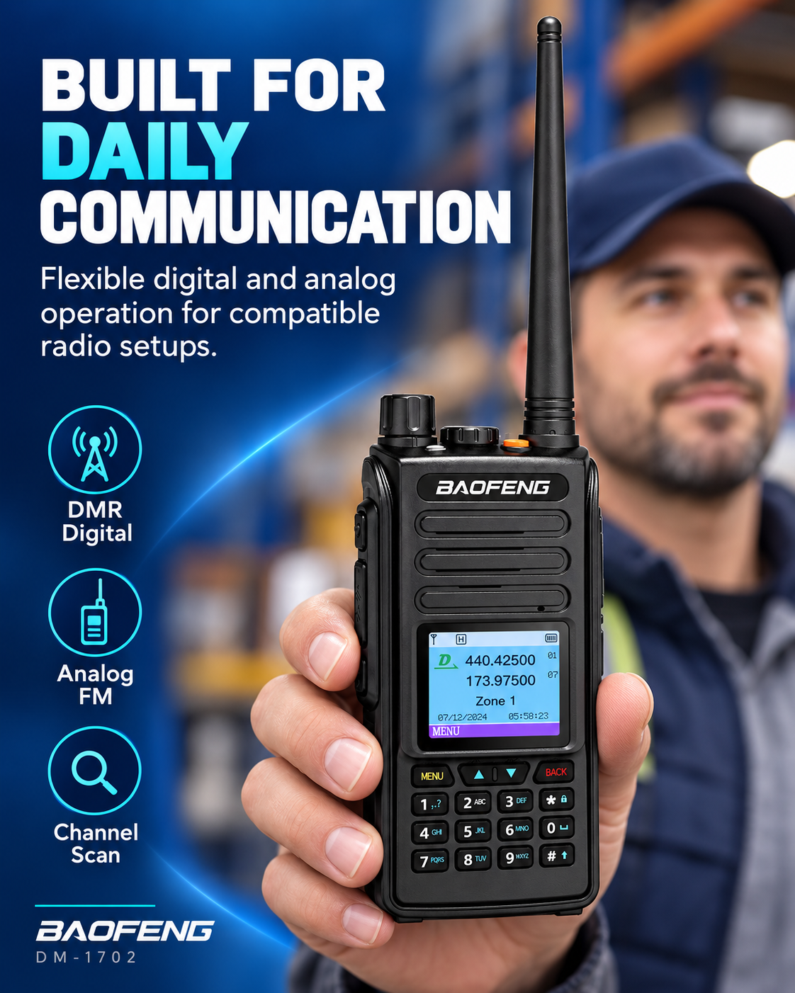 BAOFENG DM-1702 handheld radio for compatible daily communication setups