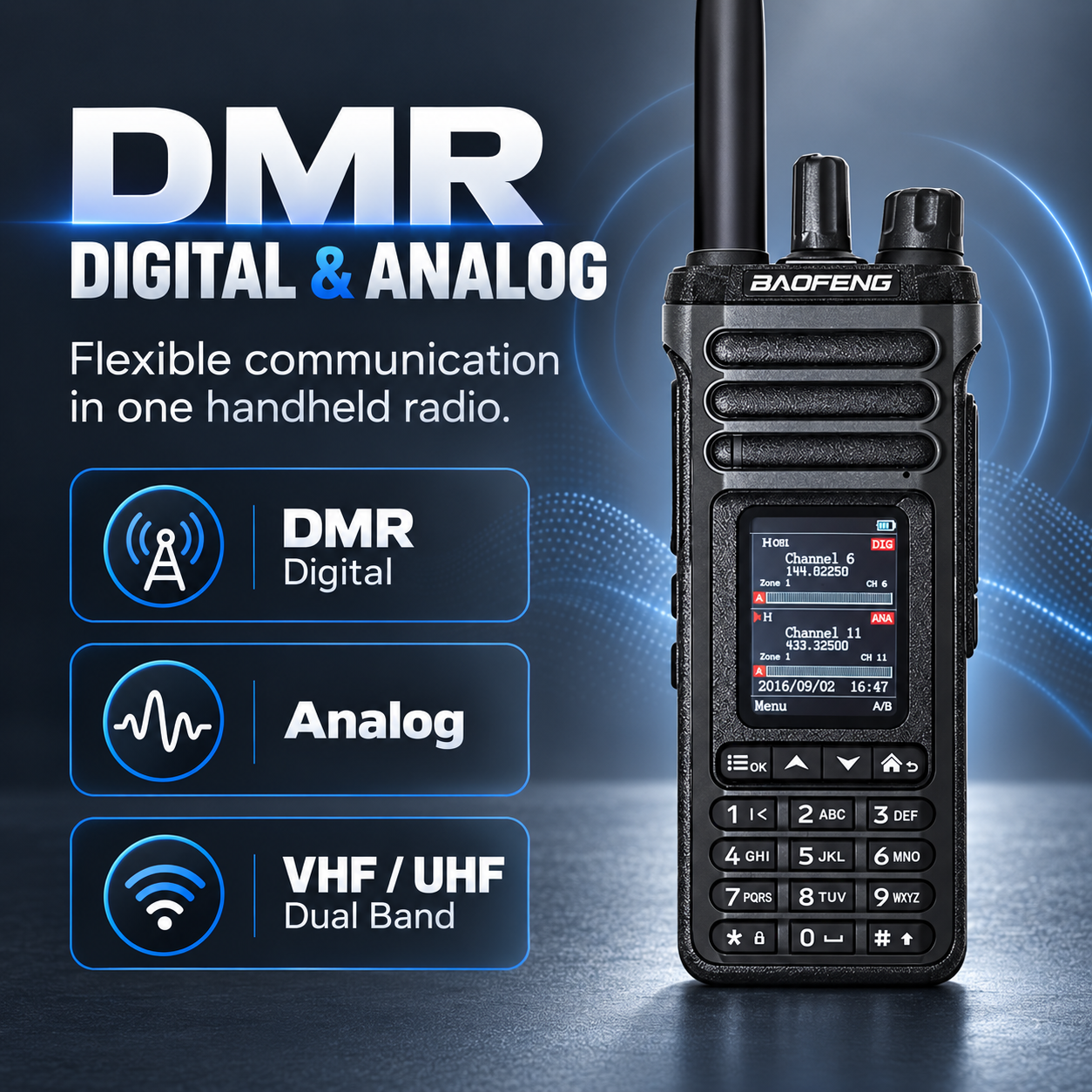 BAOFENG DM-36 supporting digital and analog VHF UHF communication