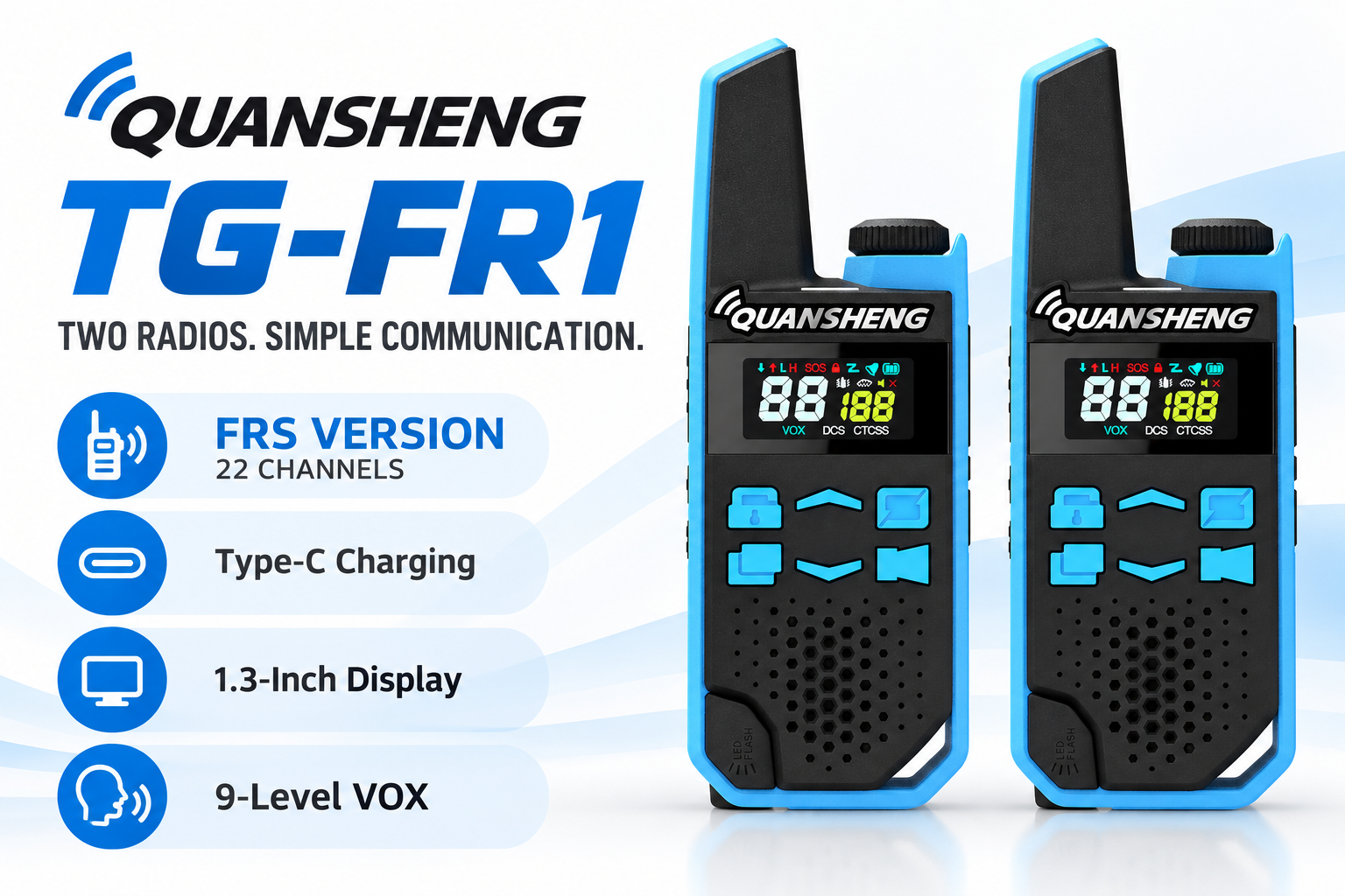 QUANSHENG TG-FR1 FRS — 22 Channels 2-pack product overview