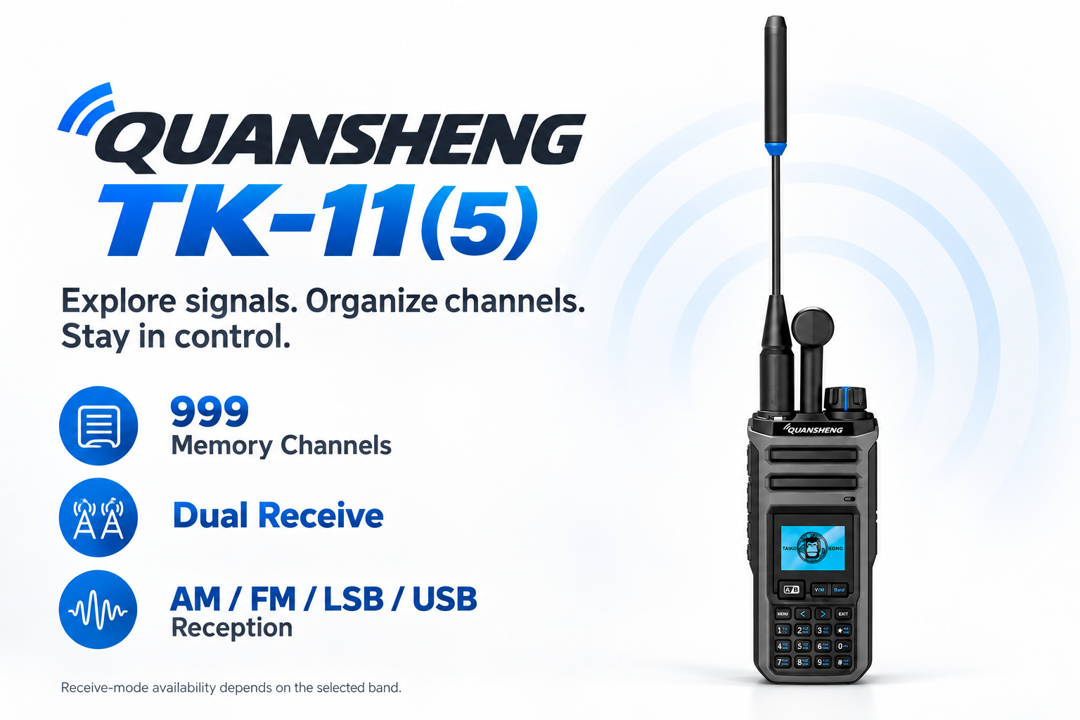 QUANSHENG TK-11(5) radio with 999 channels and multiple receive modes