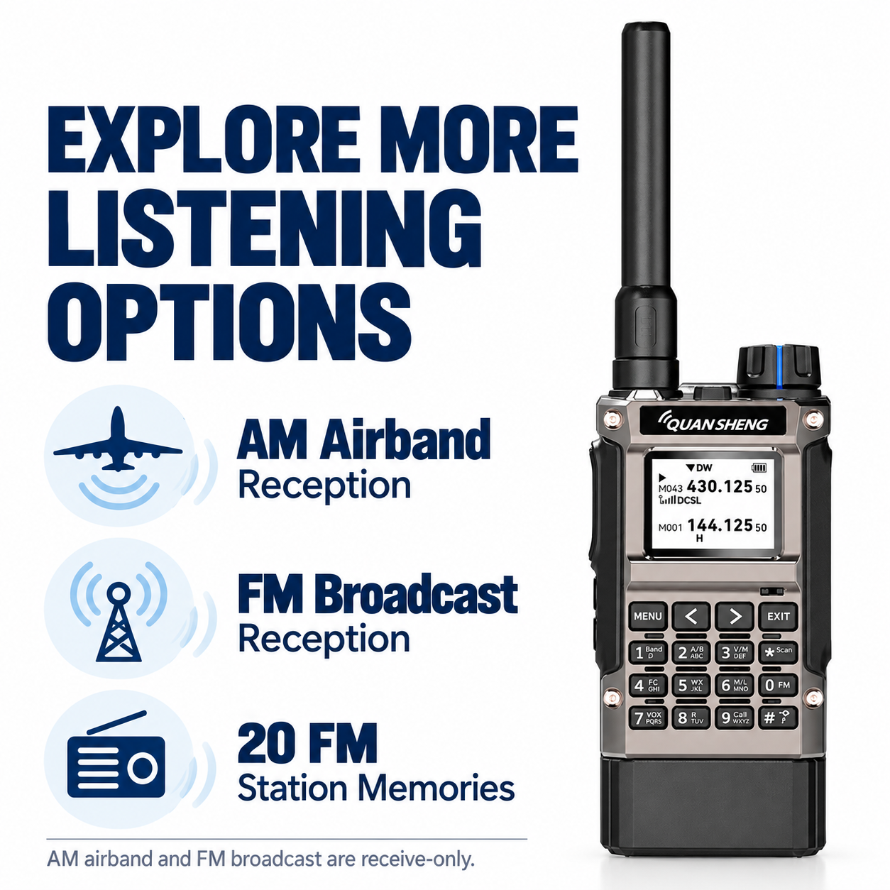 QUANSHENG UV-K1(8) AM airband and FM broadcast reception
