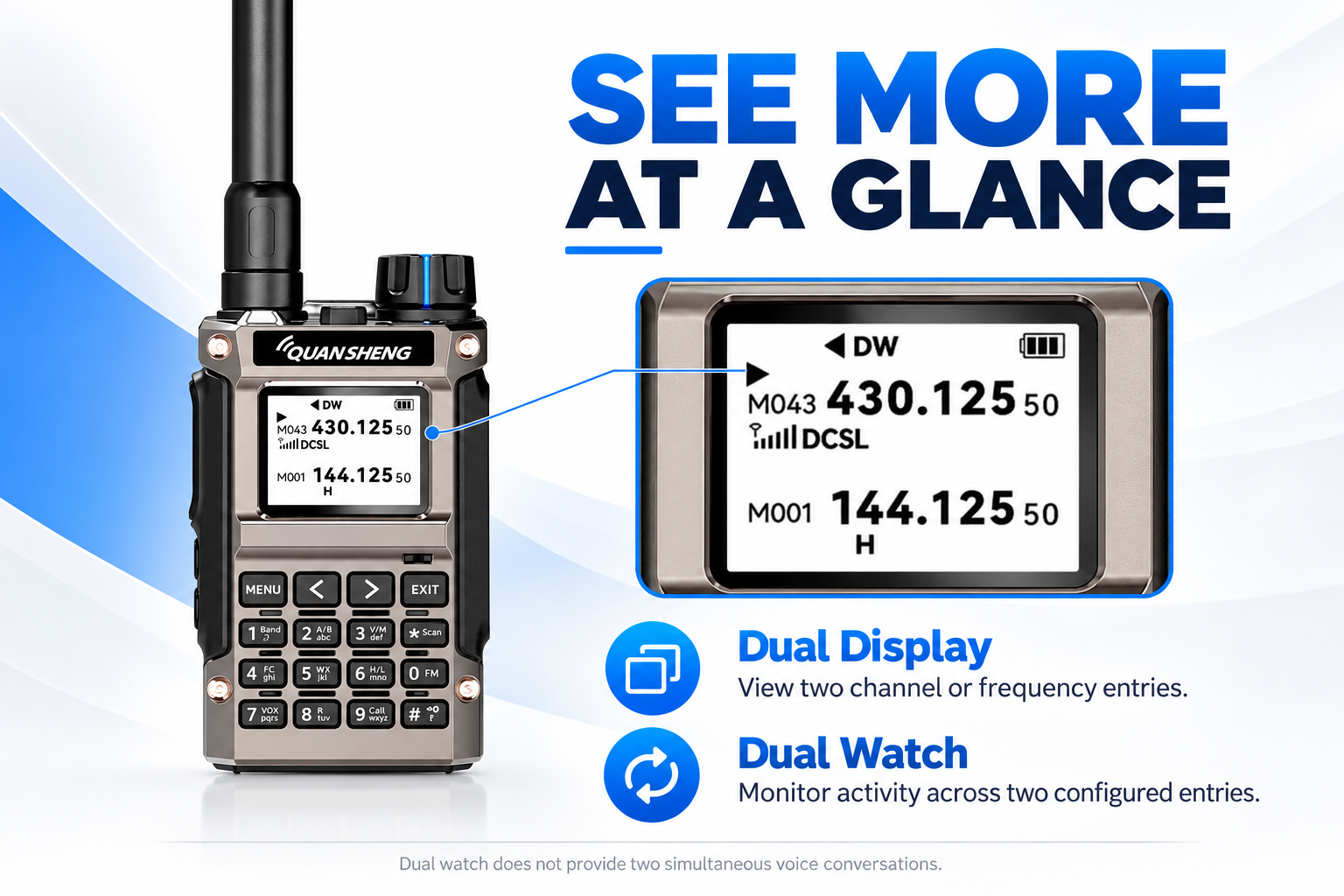 QUANSHENG UV-K1(8) dual display and dual watch explanation