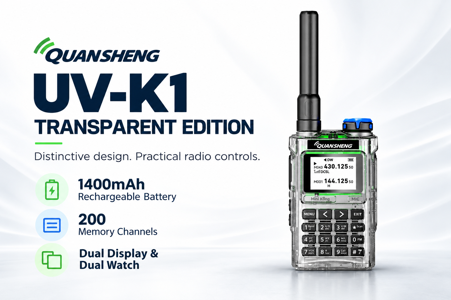 QUANSHENG UV-K1 transparent edition product overview