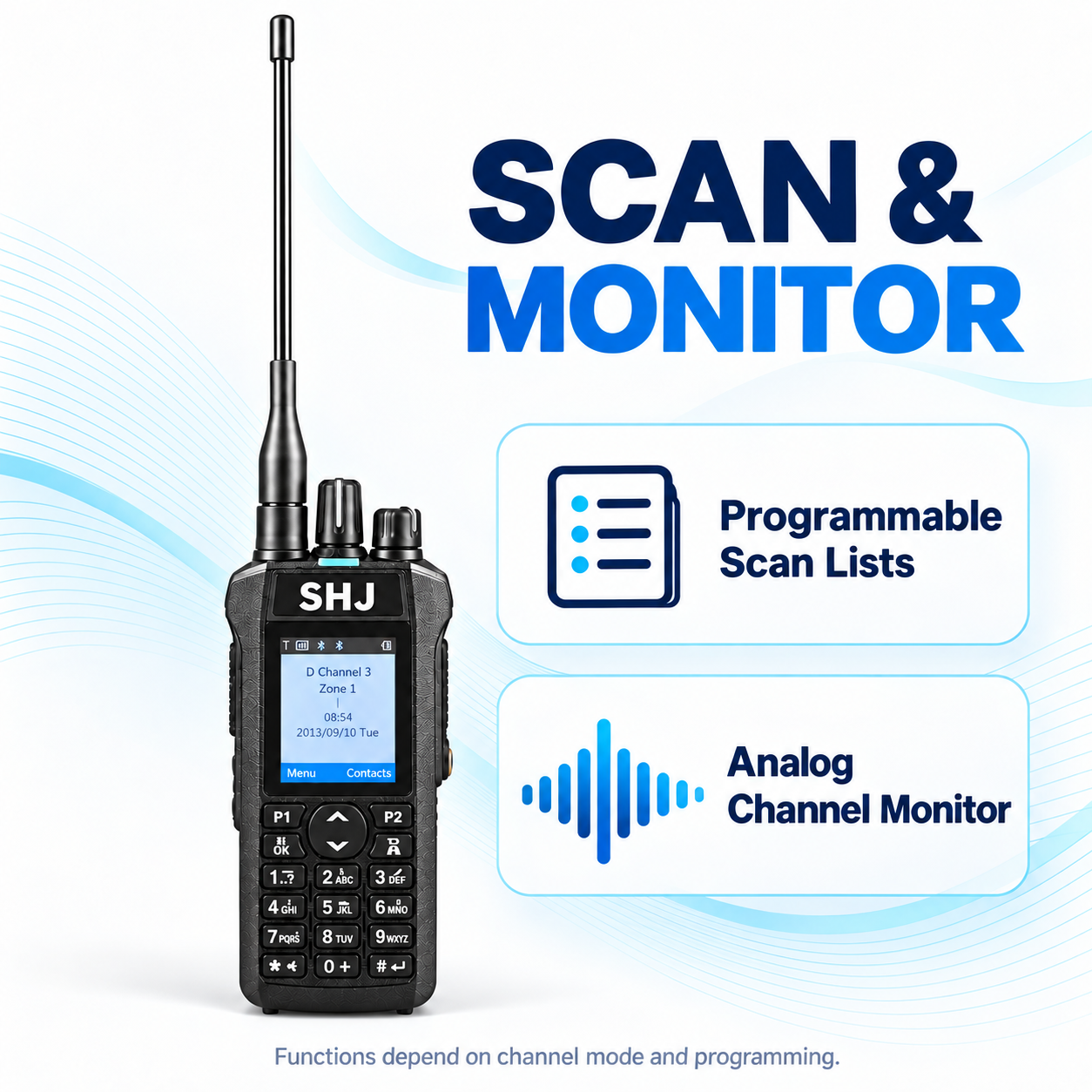 SHJ R7 channel scan and analog monitoring functions