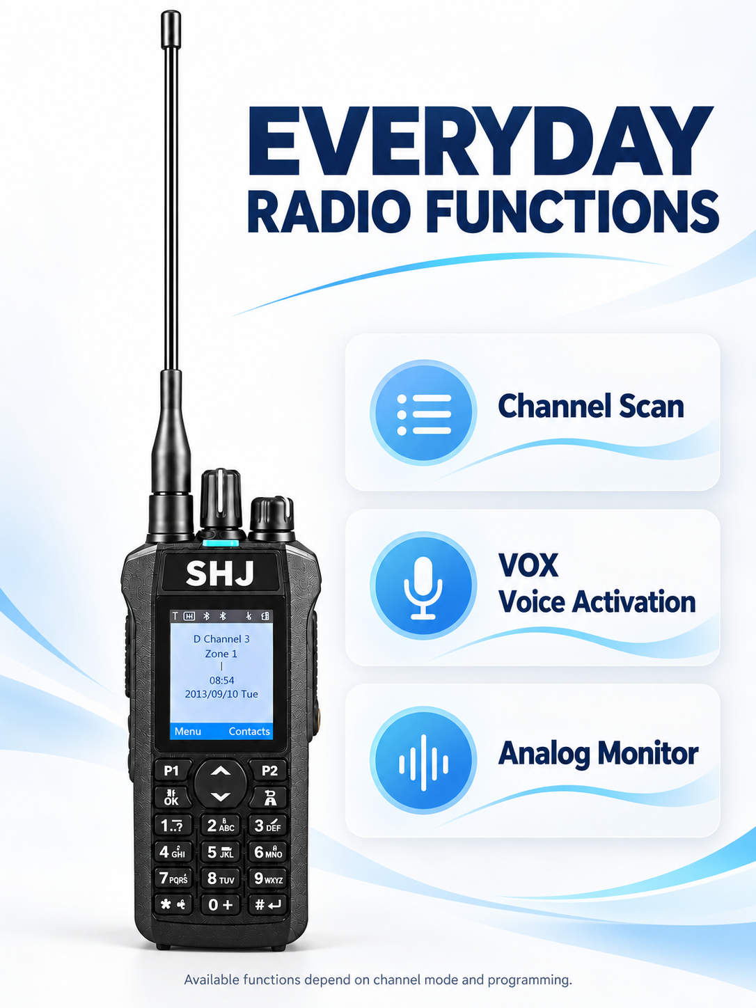 SHJ R7 channel scanning VOX and analog monitoring functions