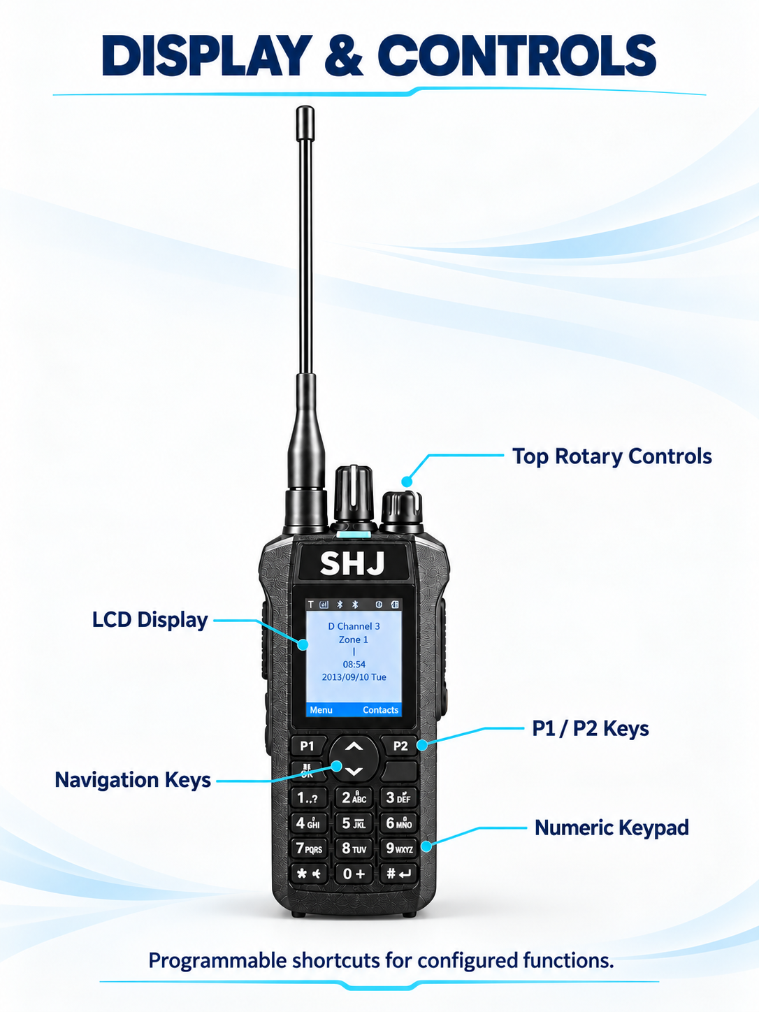 SHJ R7 LCD display numeric keypad and programmable controls