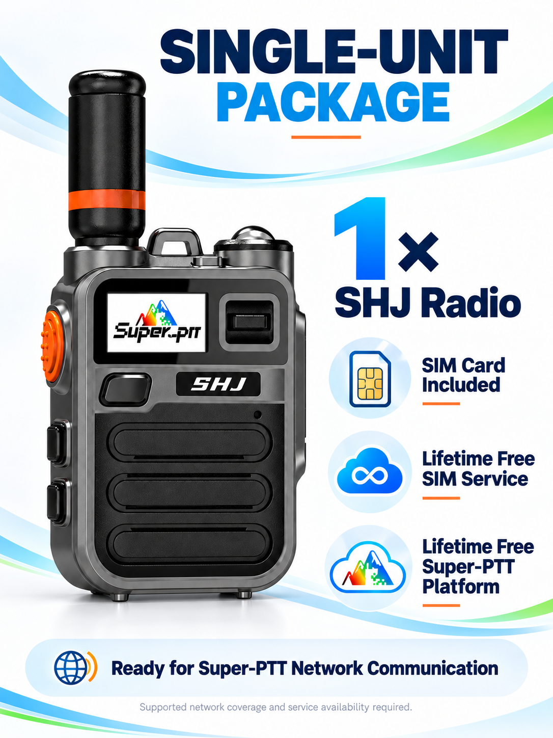 SHJ K28 single-unit package with SIM card and lifetime free SIM and platform services.