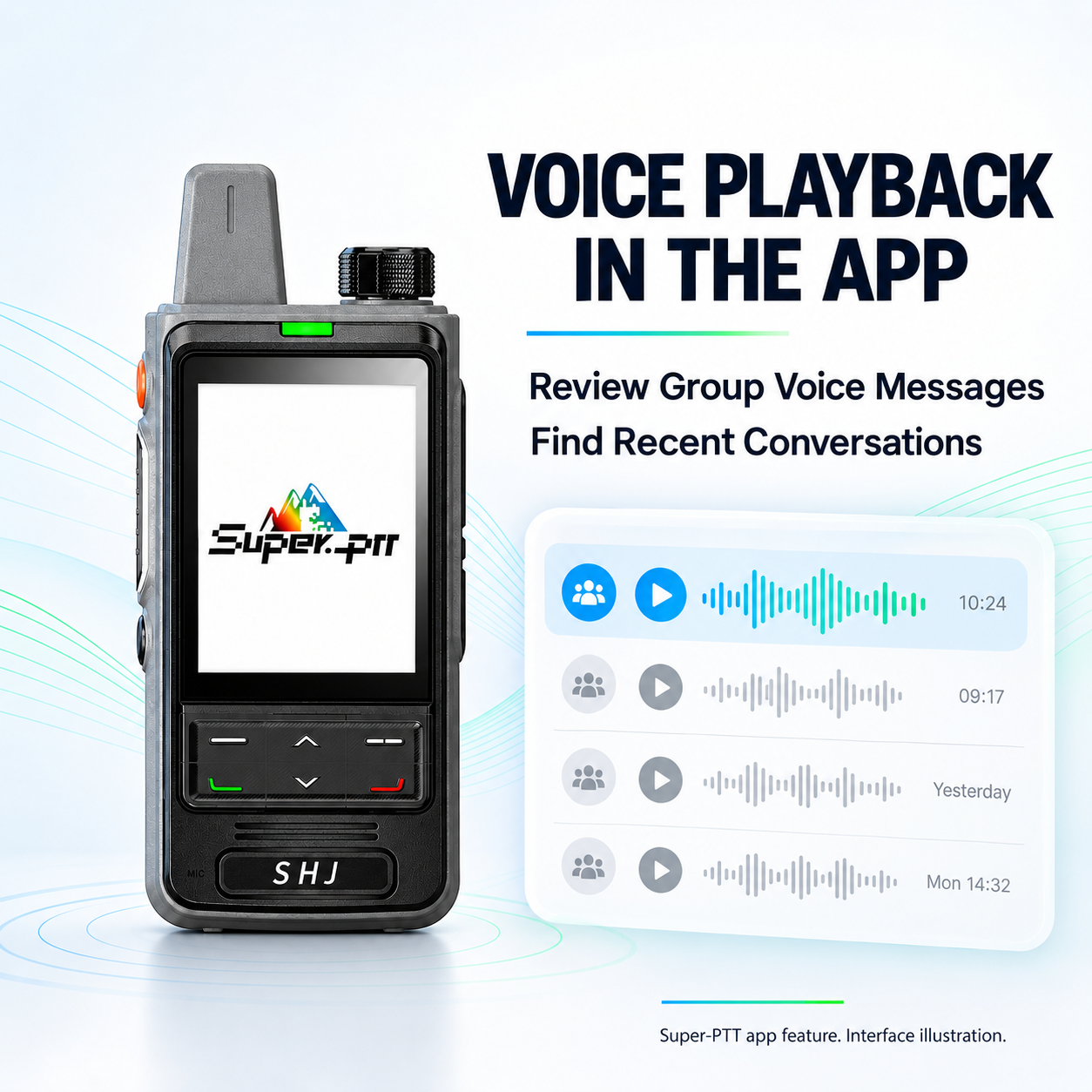 Group voice message playback in the Super-PTT app