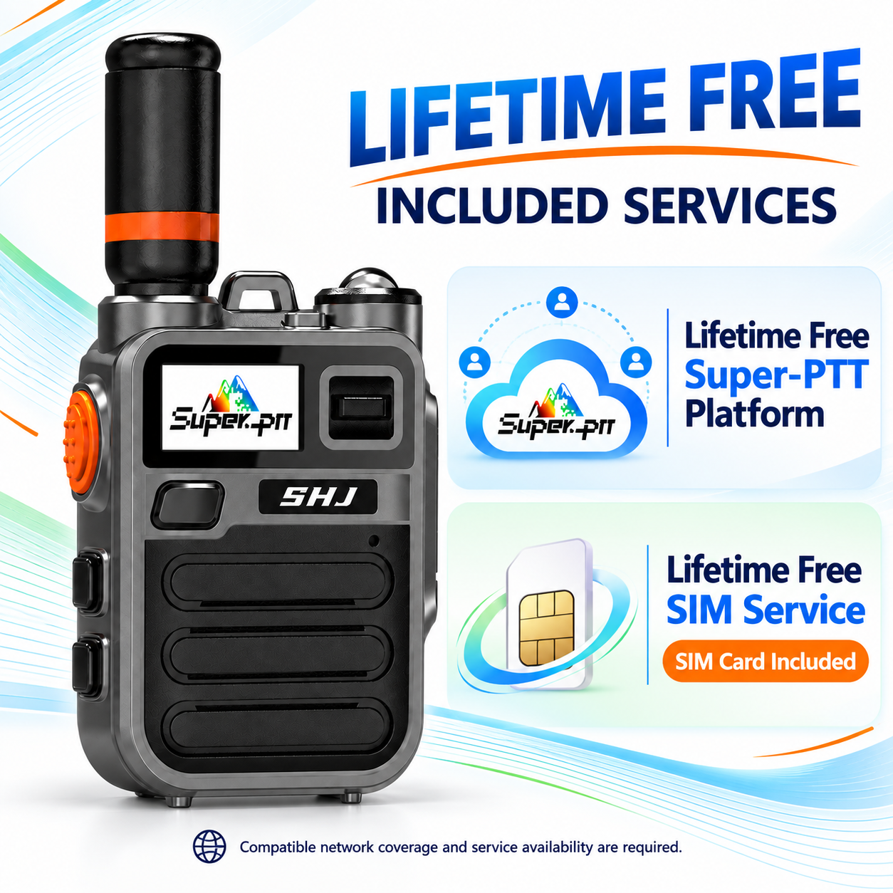 SHJ K28 with lifetime free SIM service and Super-PTT platform access.