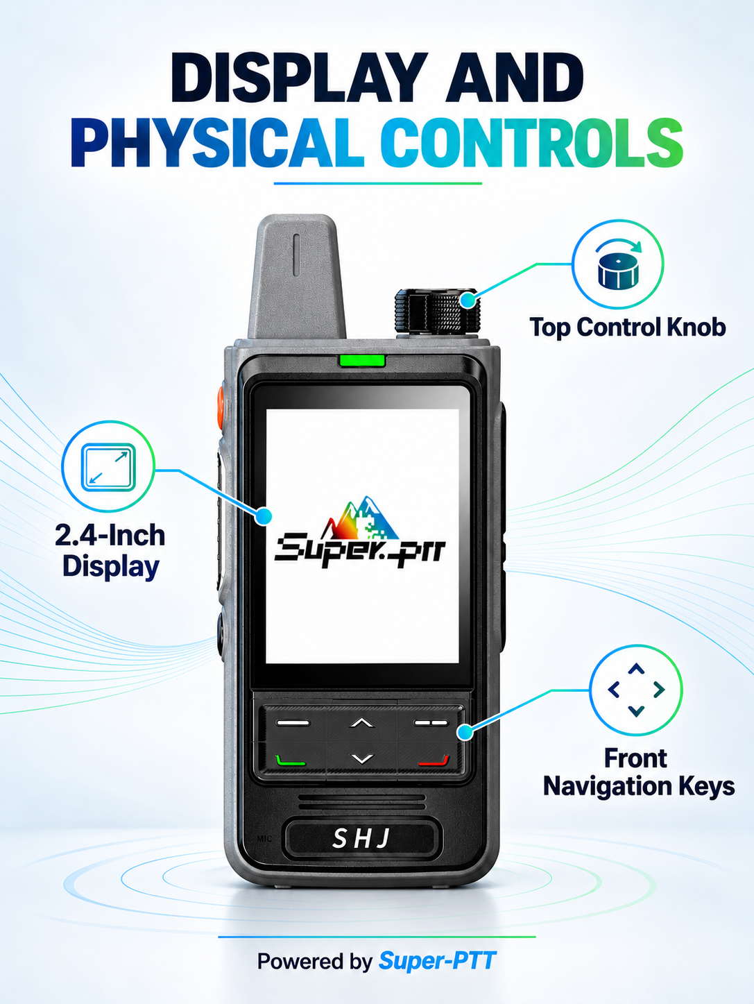 SHJ PoC radio 2.4-inch display and physical controls