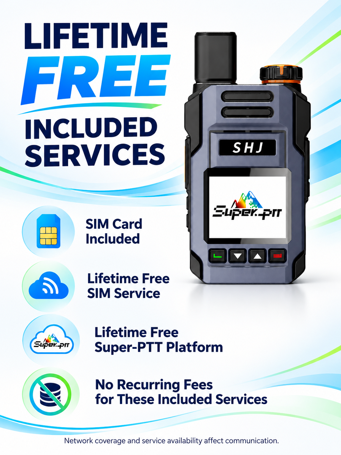 SHJ Q7 lifetime free included SIM and platform services