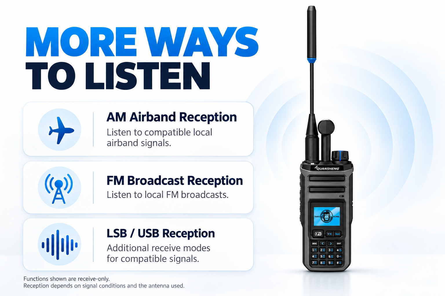 QUANSHENG TK-11(5) AM airband FM broadcast and LSB USB reception