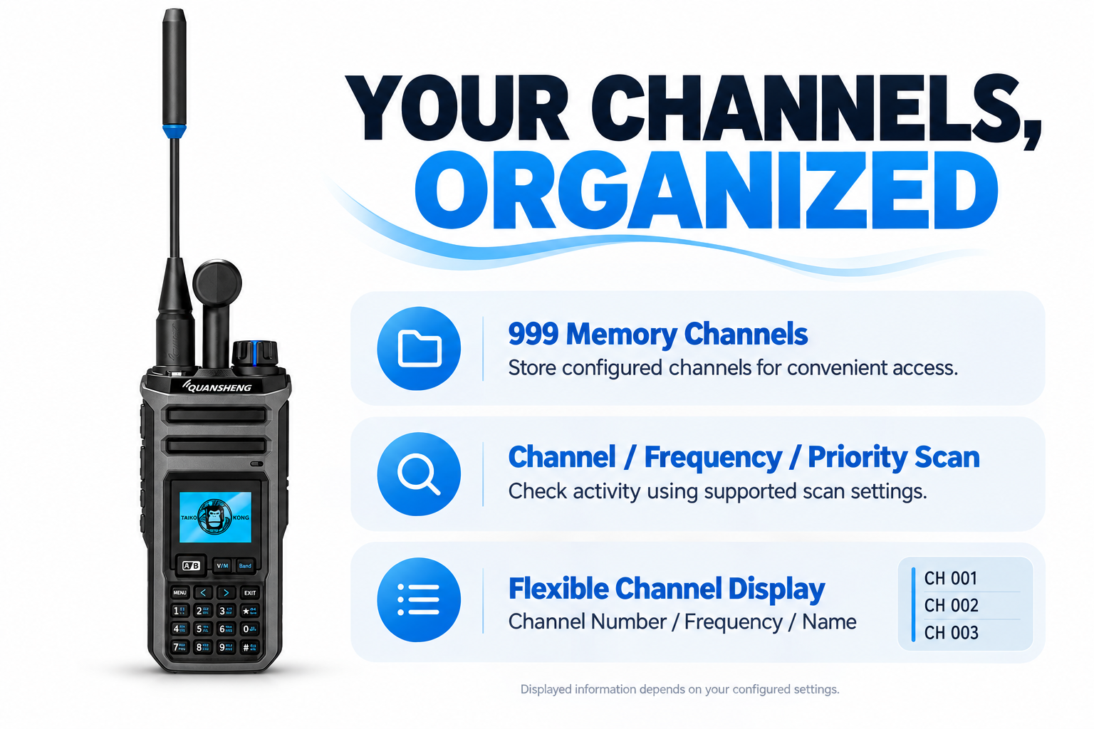 QUANSHENG TK-11(5) 999 memory channels and scanning options