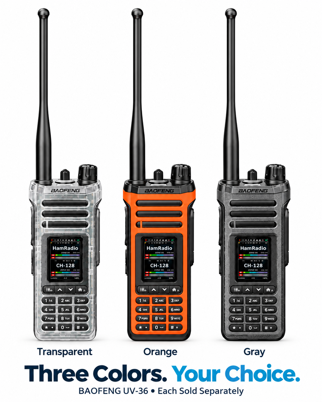BAOFENG UV-36 Transparent Orange and Gray color selection