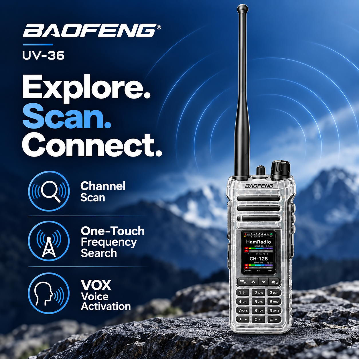 BAOFENG UV-36 scanning frequency search and VOX