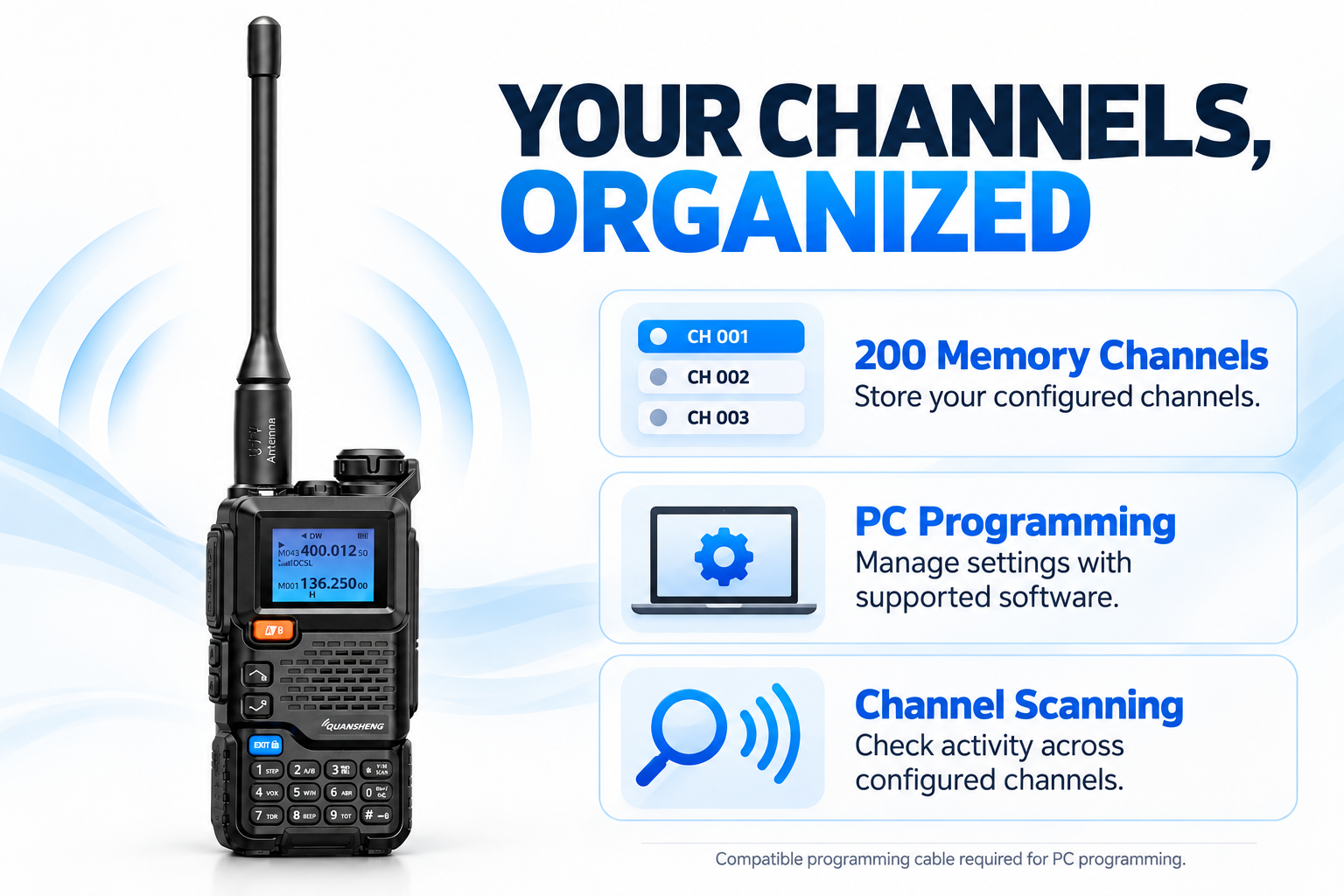 QUANSHENG UV-5RPLUS 200 memory channels