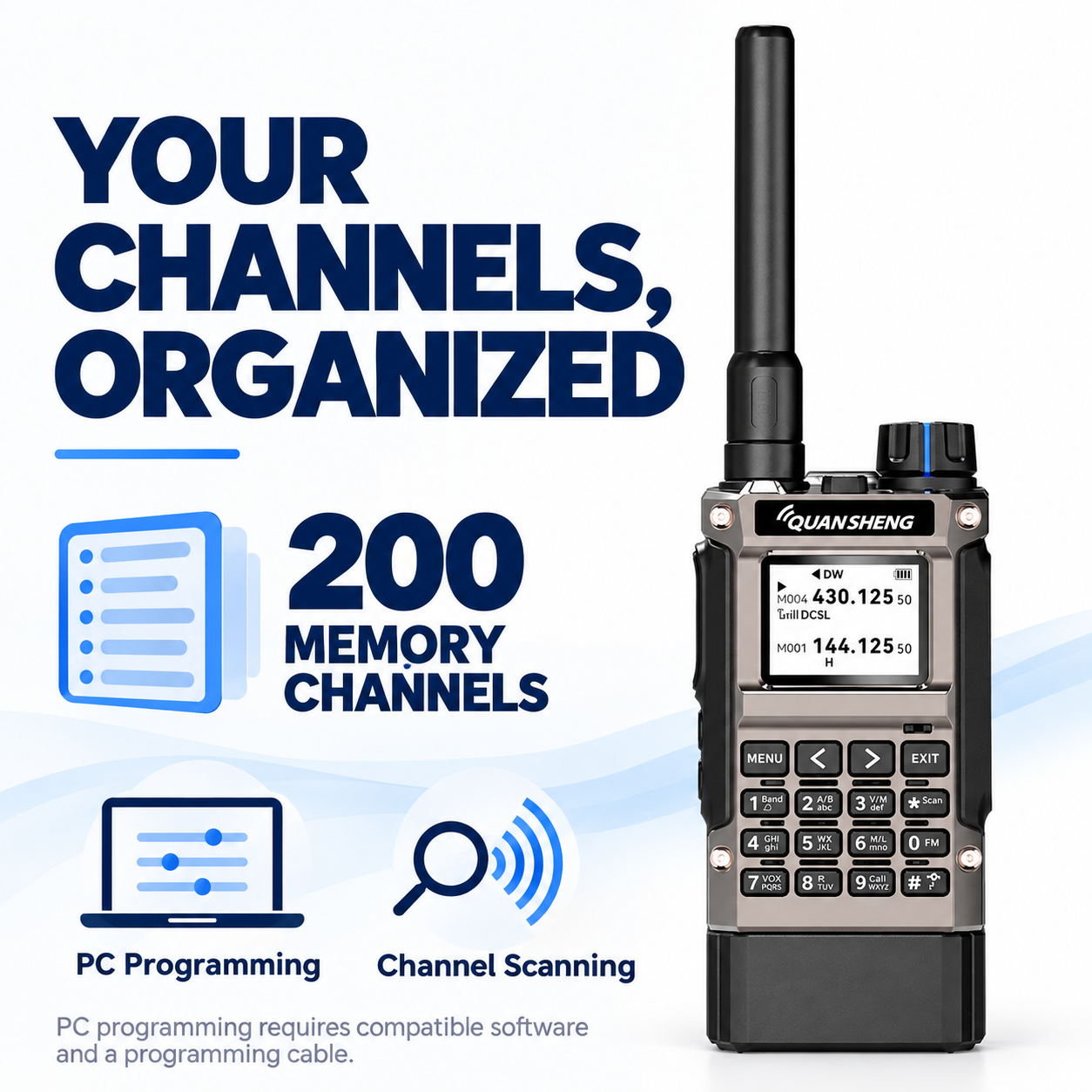 QUANSHENG UV-K1(8) 200 memory channels and PC programming
