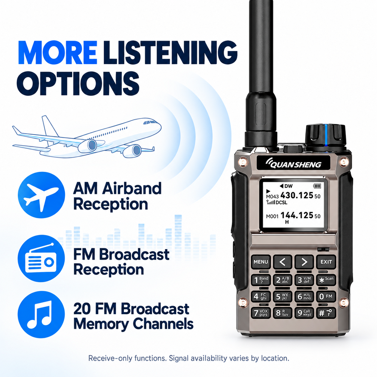 QUANSHENG UV-K1(8) AM airband and FM broadcast reception