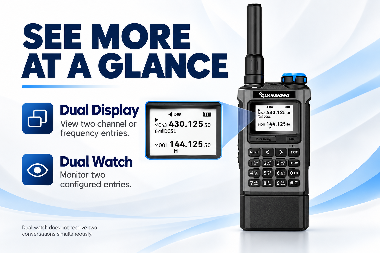 QUANSHENG UV-K1 dual display and dual watch explanation