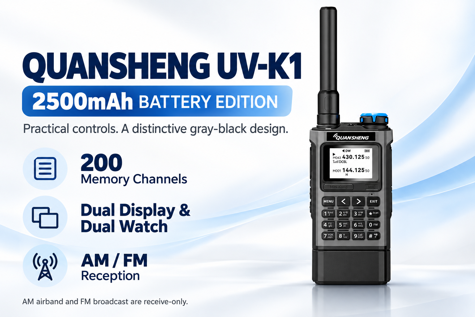QUANSHENG UV-K1 2500mAh battery edition overview