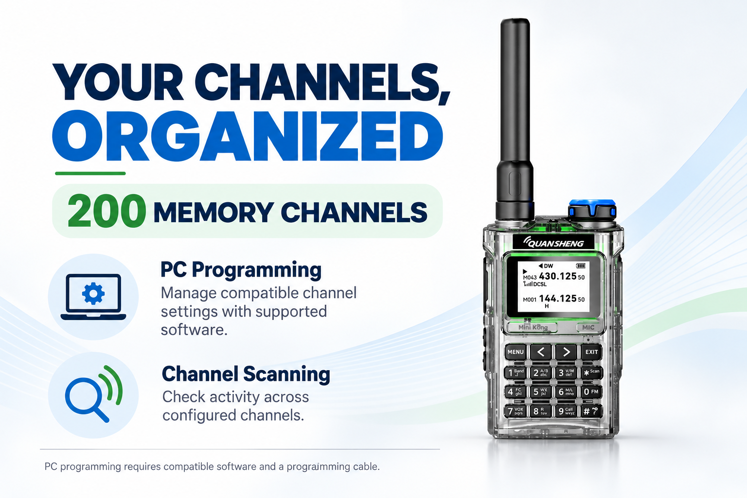 QUANSHENG UV-K1 200 memory channels and channel scanning