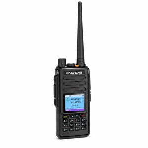 BAOFENG DM-1702 black handheld radio with full-length antenna on a white background