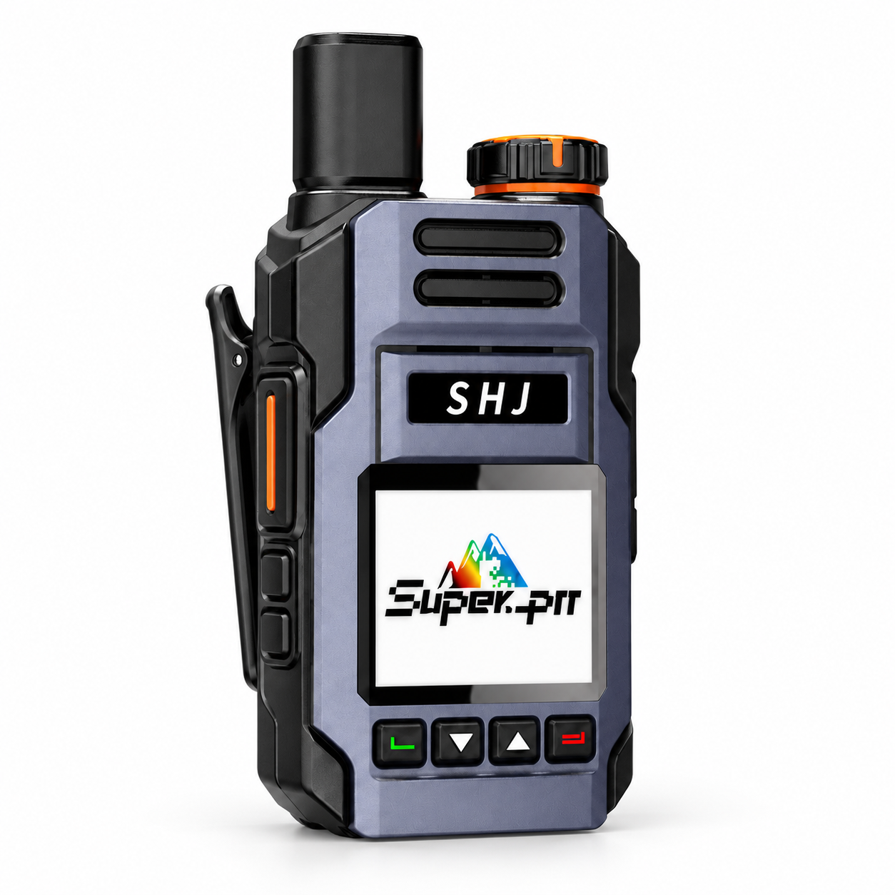 SHJ Q7 gray-blue and black PoC radio with Super-PTT screen, single unit