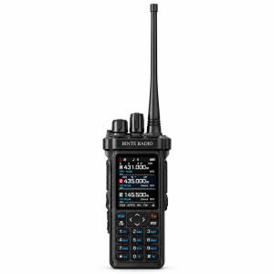 Black BINTE RADIO BT-9000 handheld radio with colour display, numeric keypad and long antenna