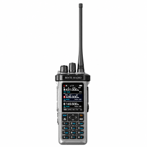 BINTE RADIO BT-9000 Transparent Edition handheld radio with colour display and long black antenna